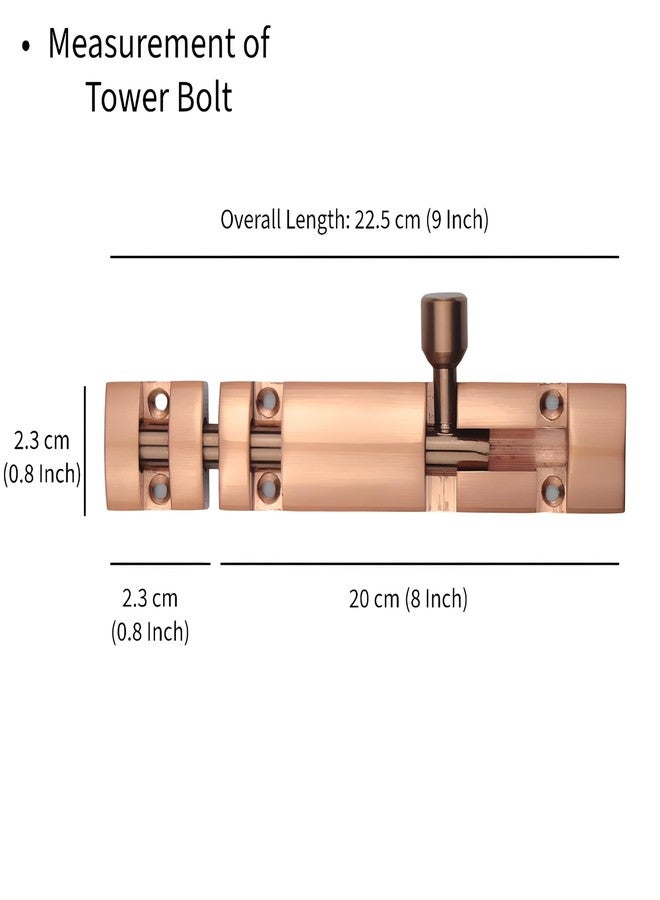 ELITONE Aluminum Xylo Tower Bolt, Tower Bolt for Home,Offices Doors,Windows, Chitkani/Kundi for Main Door and Bathroom, Door Latch for Bedroom|Pack of 2,Rose Gold | 8 Inch - Image 2